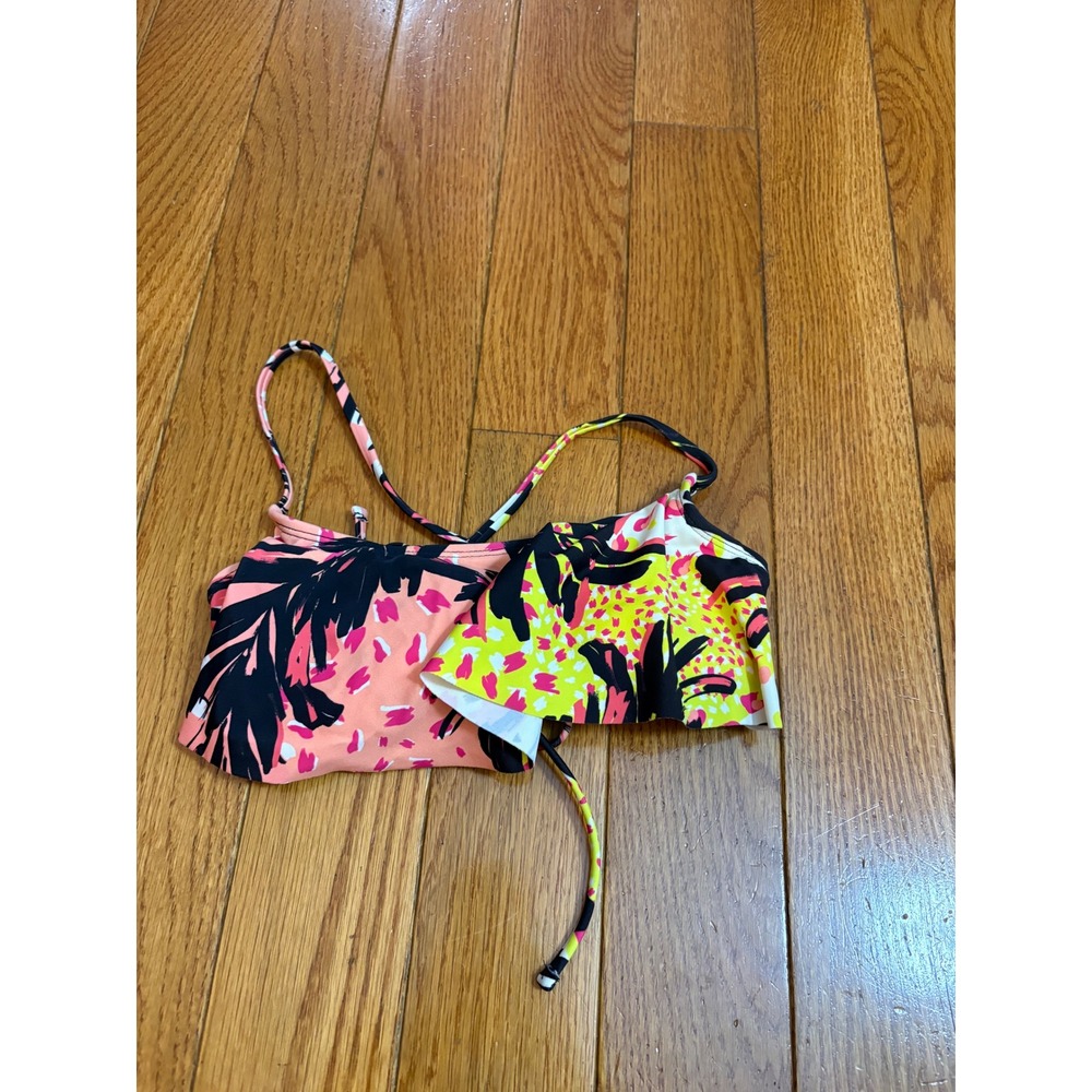Decree Tropical Floral Ruffle Bikini Top Swimsuit Women's‎ XS